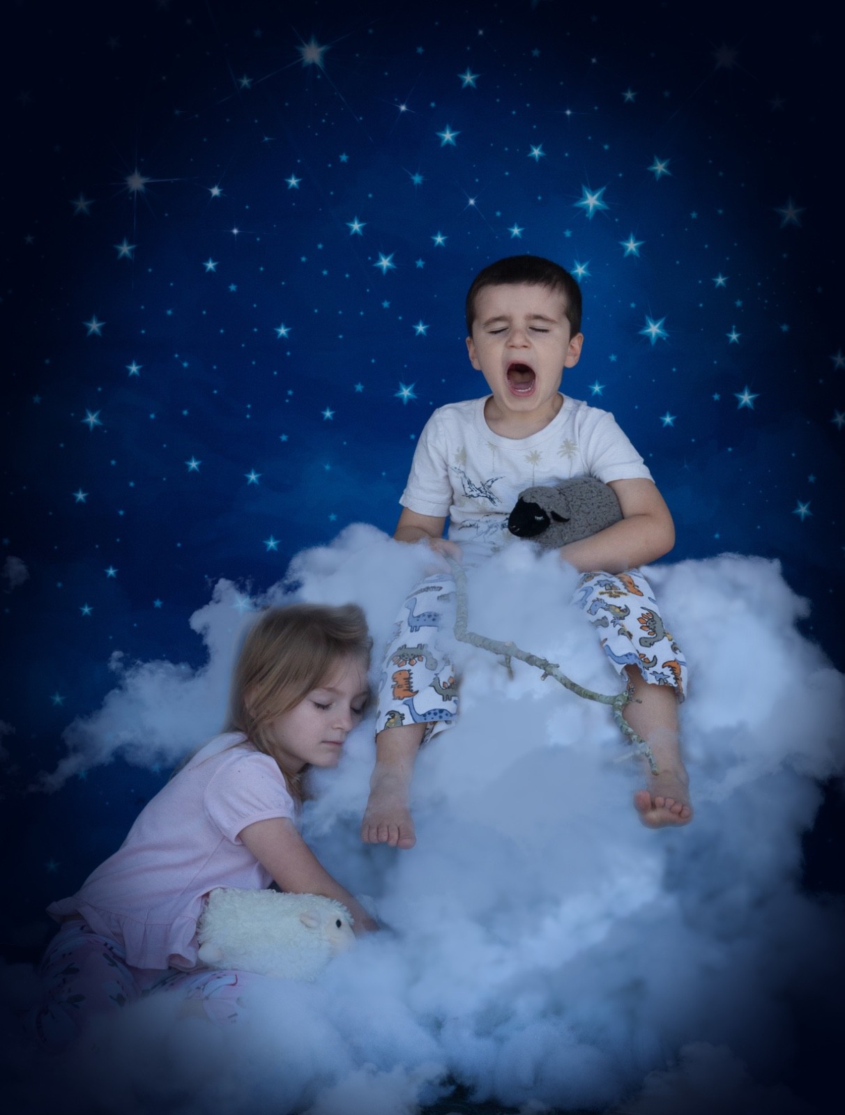 5×7 Blue Starry Night Photography Backdrop Celestial Sky Studio Background