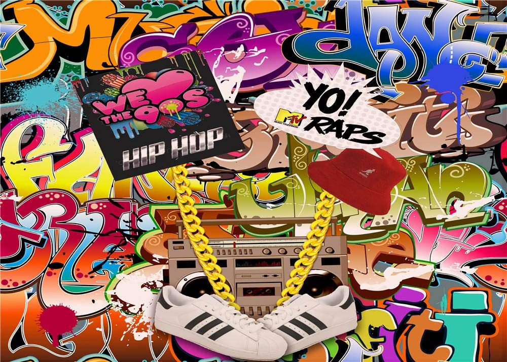 Qian 7x5ft Hip Hop Graffiti Theme Photography Backdrops 7×5 FT, 2