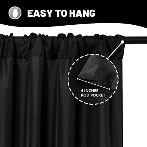 Black Backdrop Curtain for Party Black Background Curtains Rod Pocket Backdro…