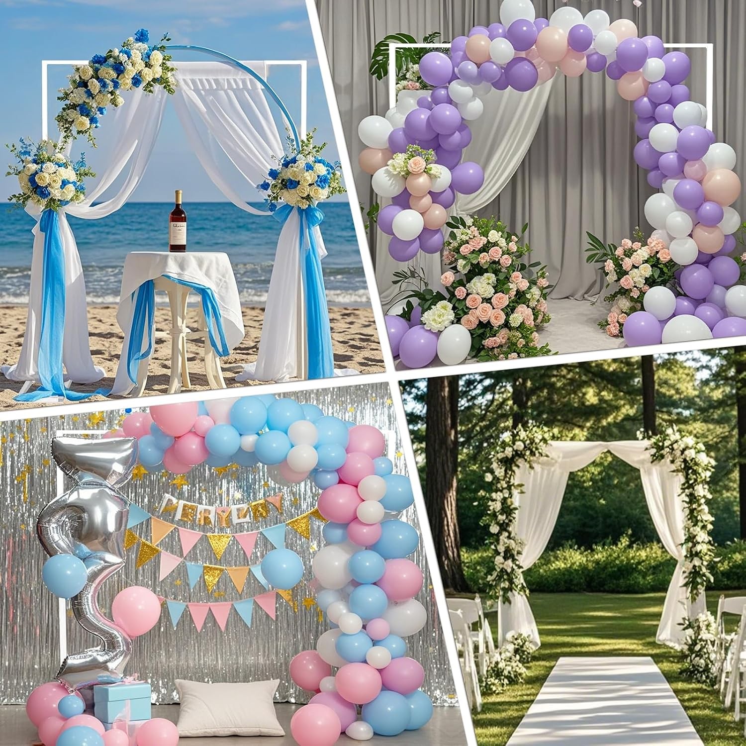 8.2FT Metal Wedding Arch Backdrop Stand, Heavy Duty Metal Garden Arch Stand