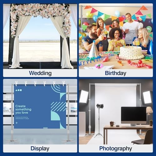 Backdrop Stand Heavy Duty 10x10Ft, Pipe and Drape Photo Background Silver