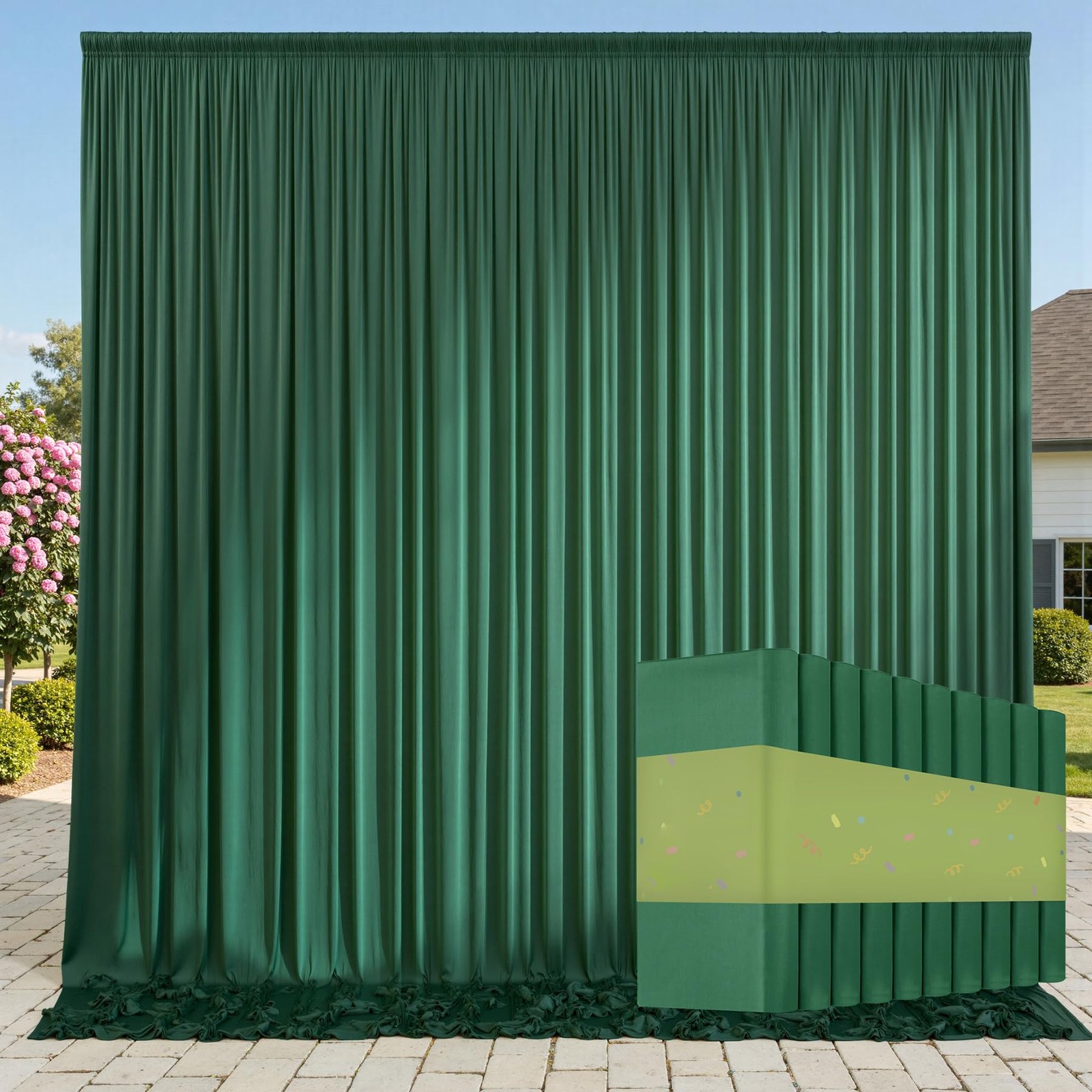 50ftx10ft Wrinkle Free Hunter Green Backdrop Curtains 50ftx10ft,