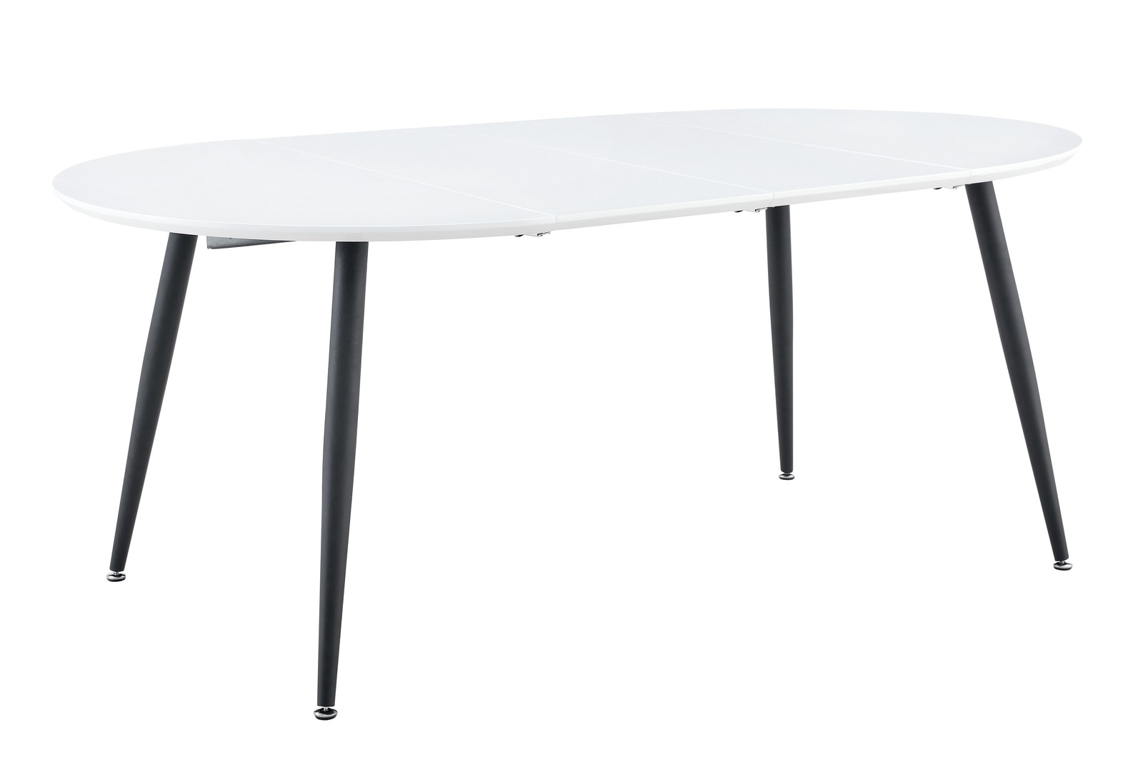 White MDF Extendable Round Dining Table with Black Metal Legs