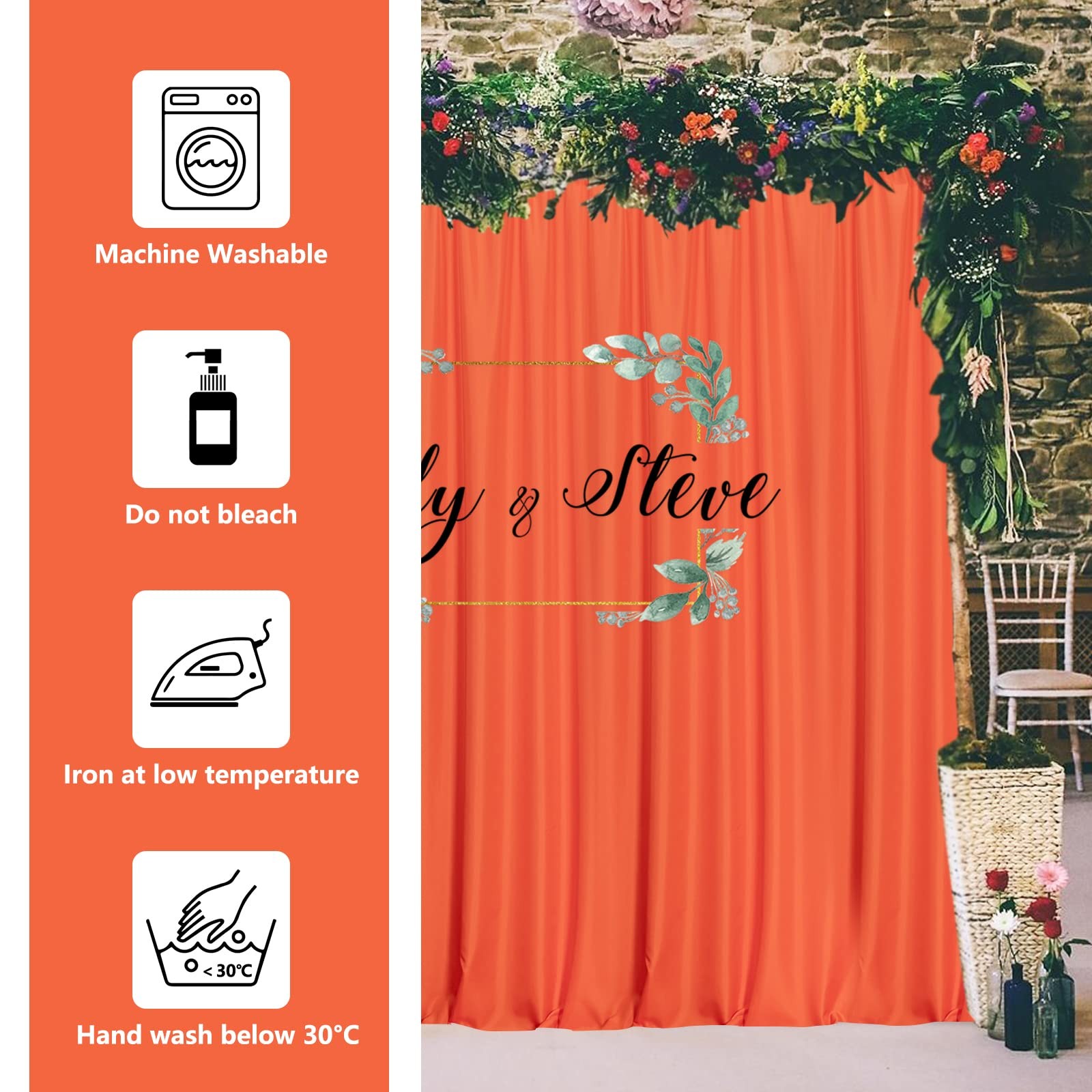 Orange Backdrop Curtains for Parties, Weddings, Stage – Light Filtering, Slid…