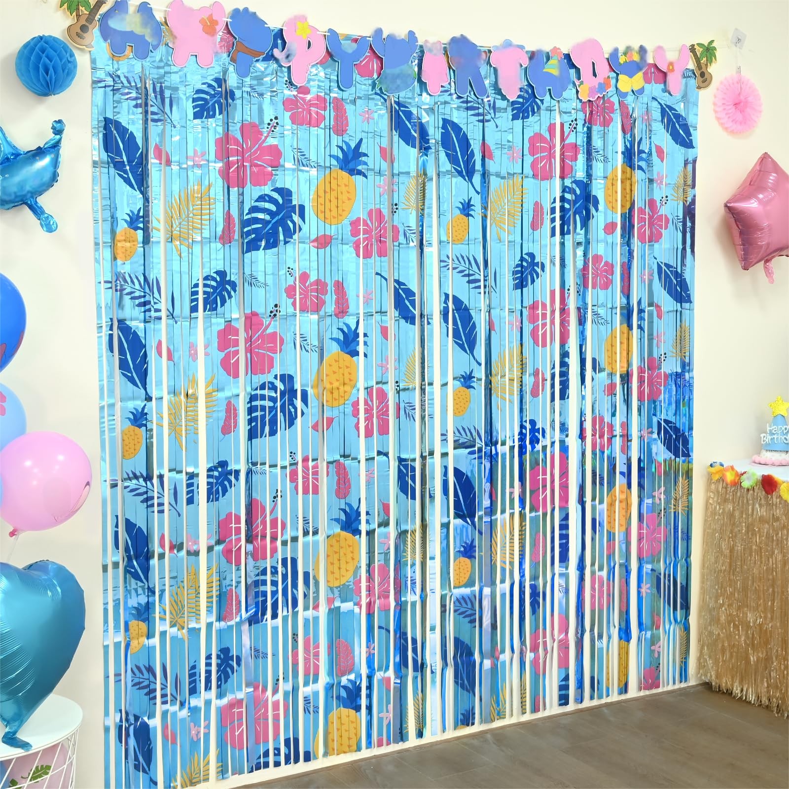 Cartoon Birthday Party Supplies, 2 Pack Hawaiian Element Pattern Foil Fringe …