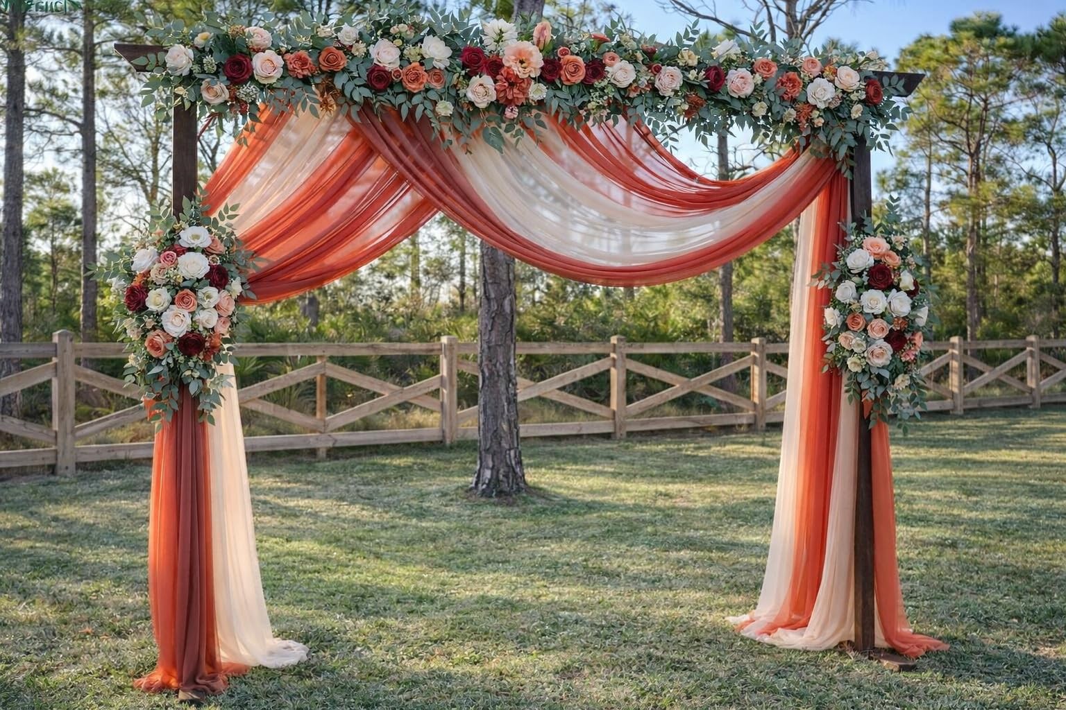 3 Panels Mixed Color Chiffon Wedding Arch Draping Terracotta Blush 30 In x 20 FT