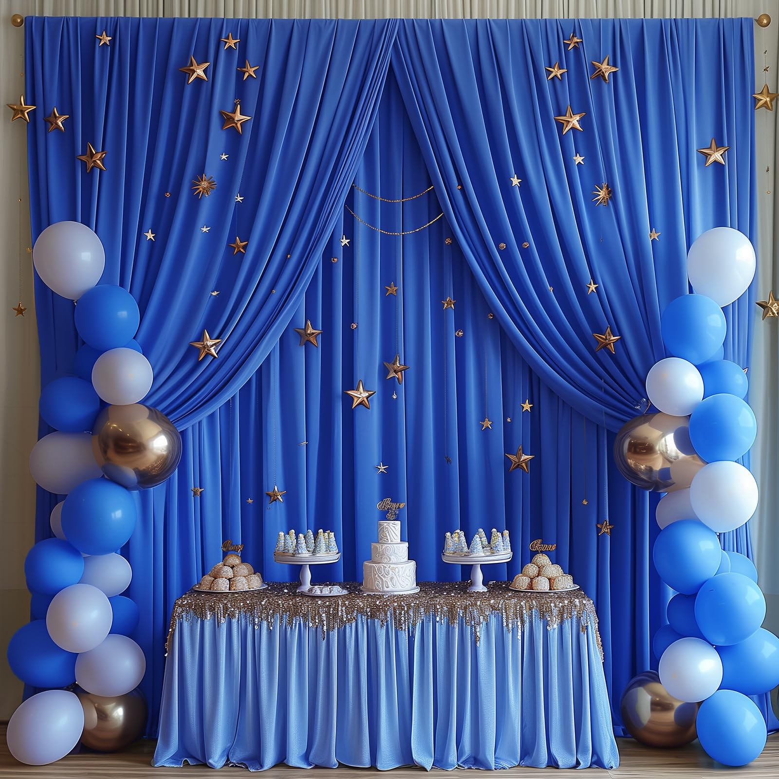 10x10FT Wrinkle Free Royal Blue Backdrop Curtains for Parties Blue Curtain Ba…