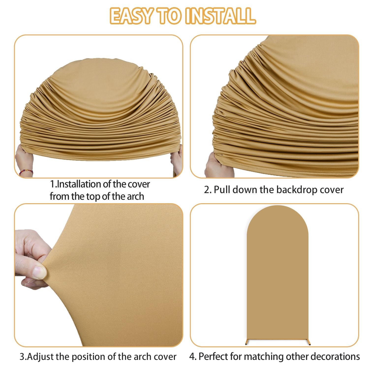 Brown Backdrop Covers Arch Spandex Fitted Arch Cover 7.2FT & 6FT Round Top Ar…