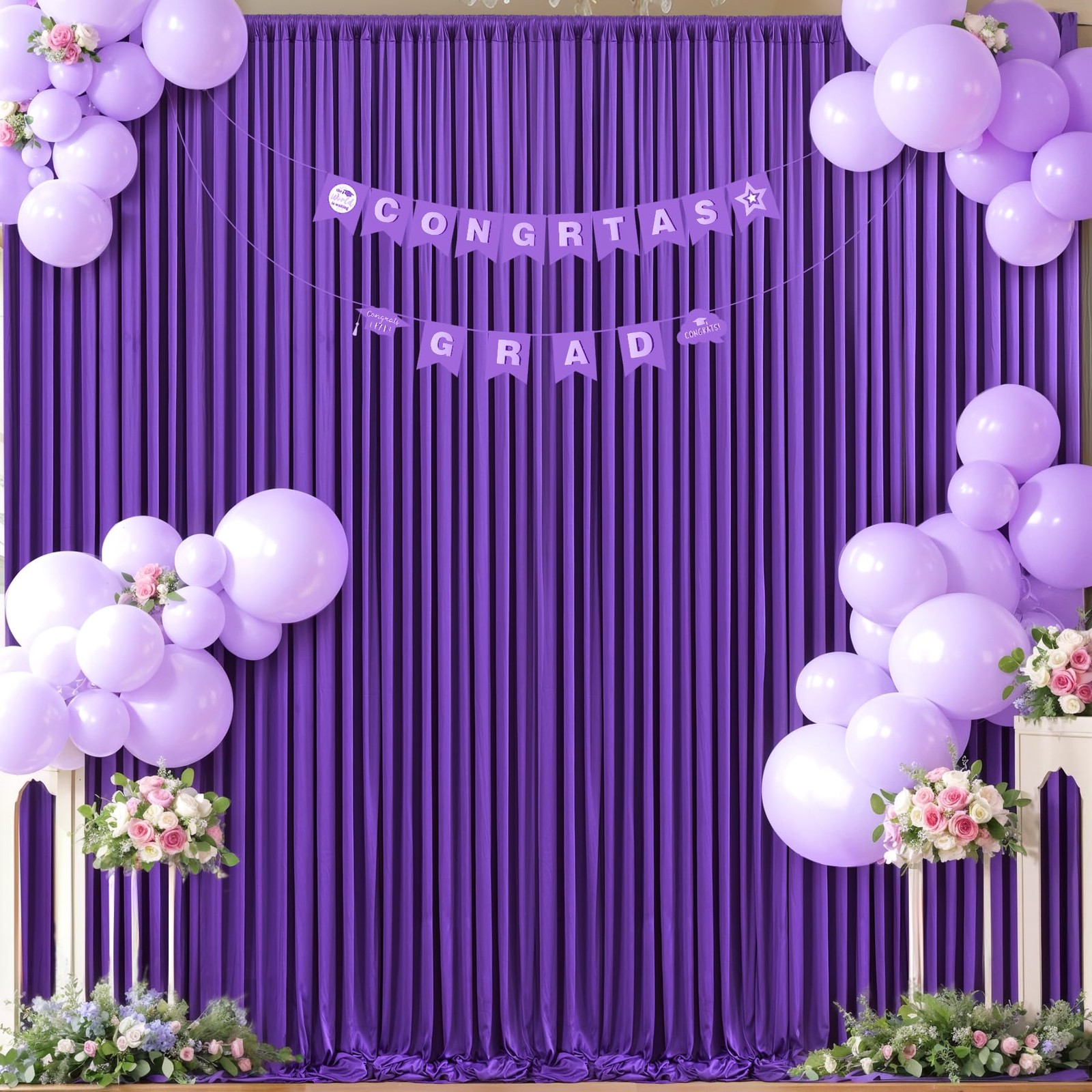 10ft x 10ft Purple Backdrop Curtain for Parties Purple Wrinkle Free Backdrop Dra