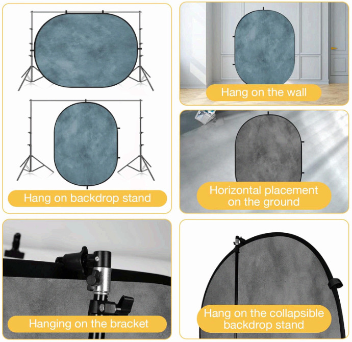 Collapsible Pop-Up Photo Backdrop Grey/Teal 5×6.5ft for Video & Broadcast