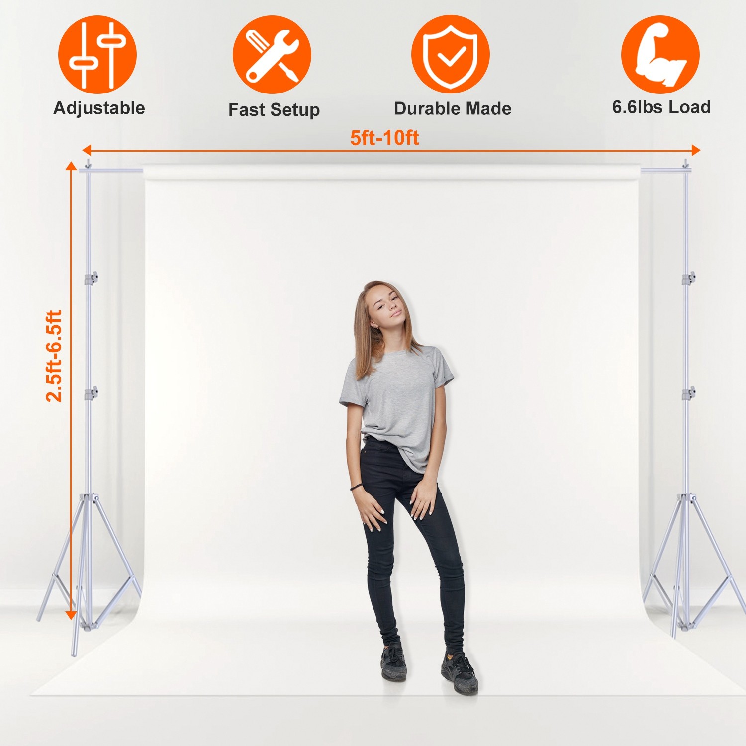 10x7ft Heavy Duty Backdrop Stand Kit Video Photography Studio Background Support