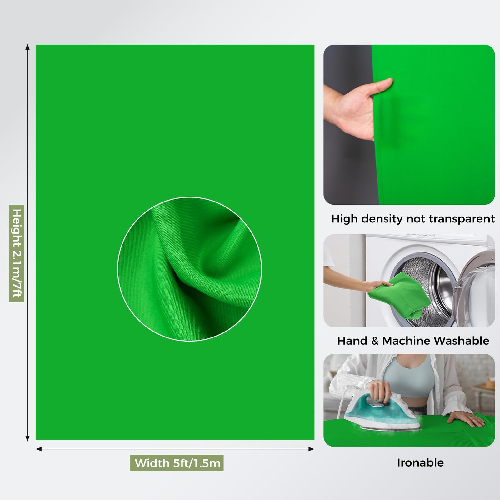 Green Screen Backdrop Kit with Reverse Folding Base, 5×6.5ft Photo Greenscree…