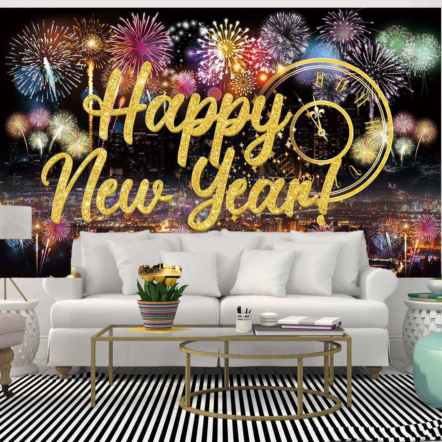 Happy New Year Party Backdrop Poster Banner Photography Background for Party