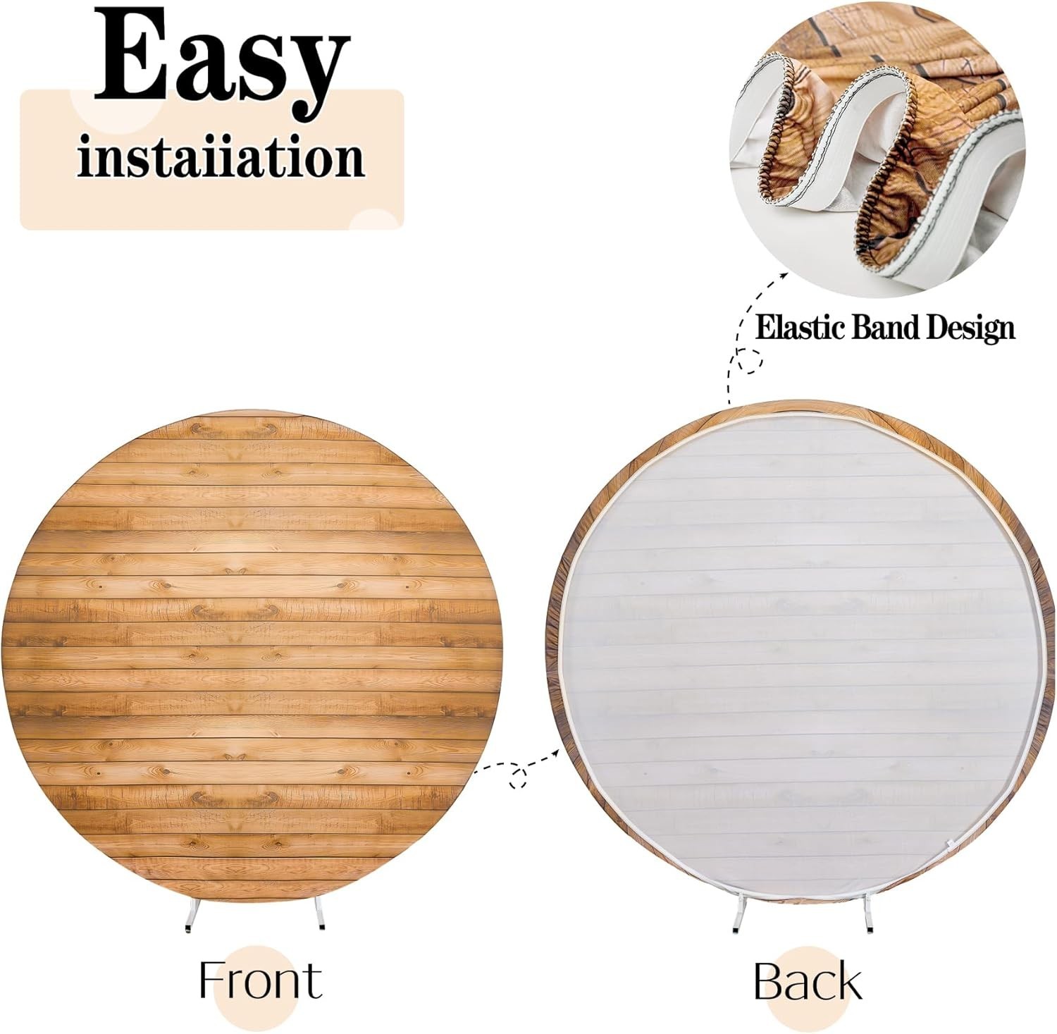 Wood Grain Round Arch Backdrop Cover 7.2ft Wrinkle Free Wedding Party Decor