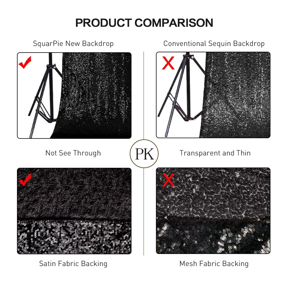Black Sequin Backdrop, 6FT x 6FT, Thick, Glitter Curtain, Halloween, Party