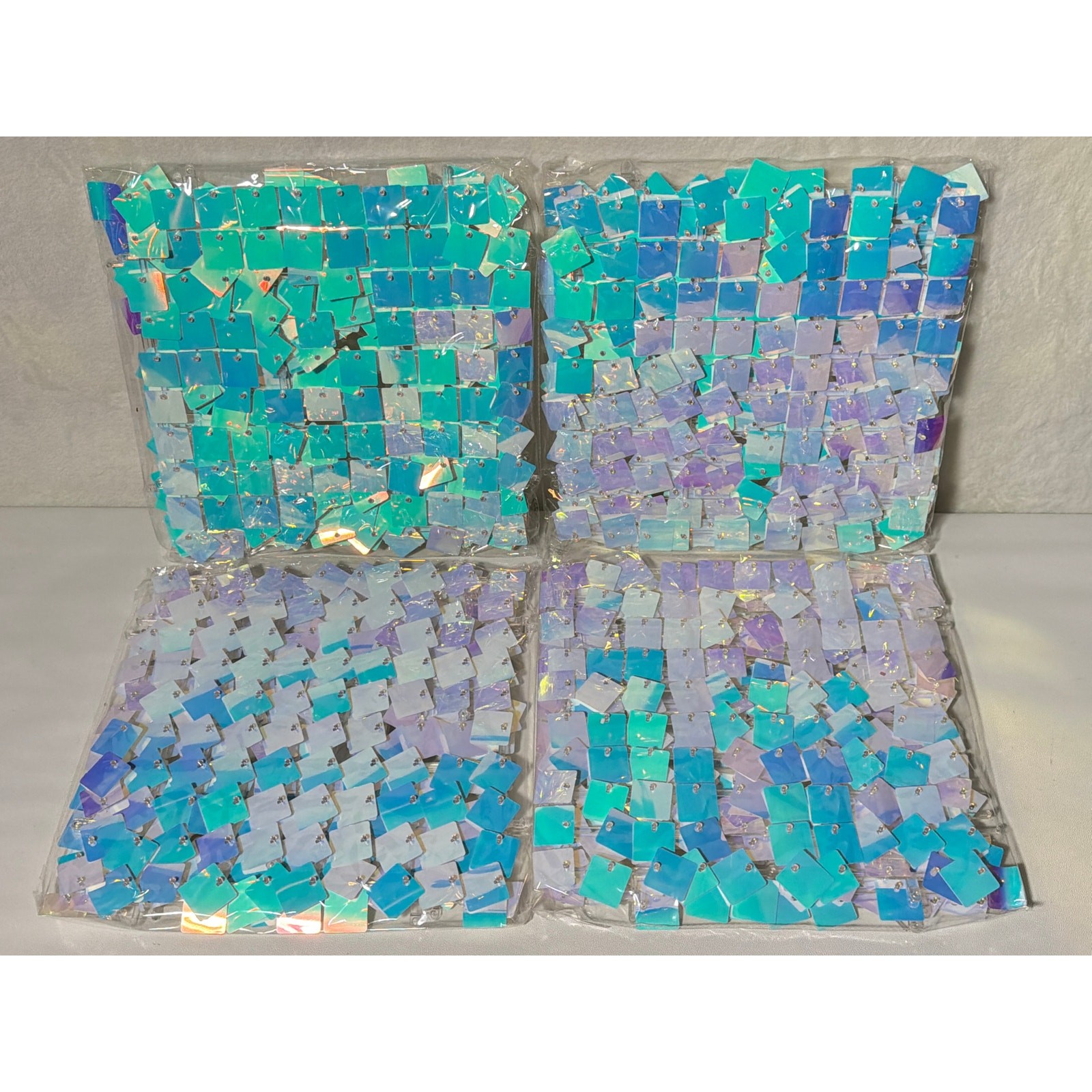 Shimmering Iridescent Square Sequin Spangles 12in x12in Backdrop Panel Set of 12