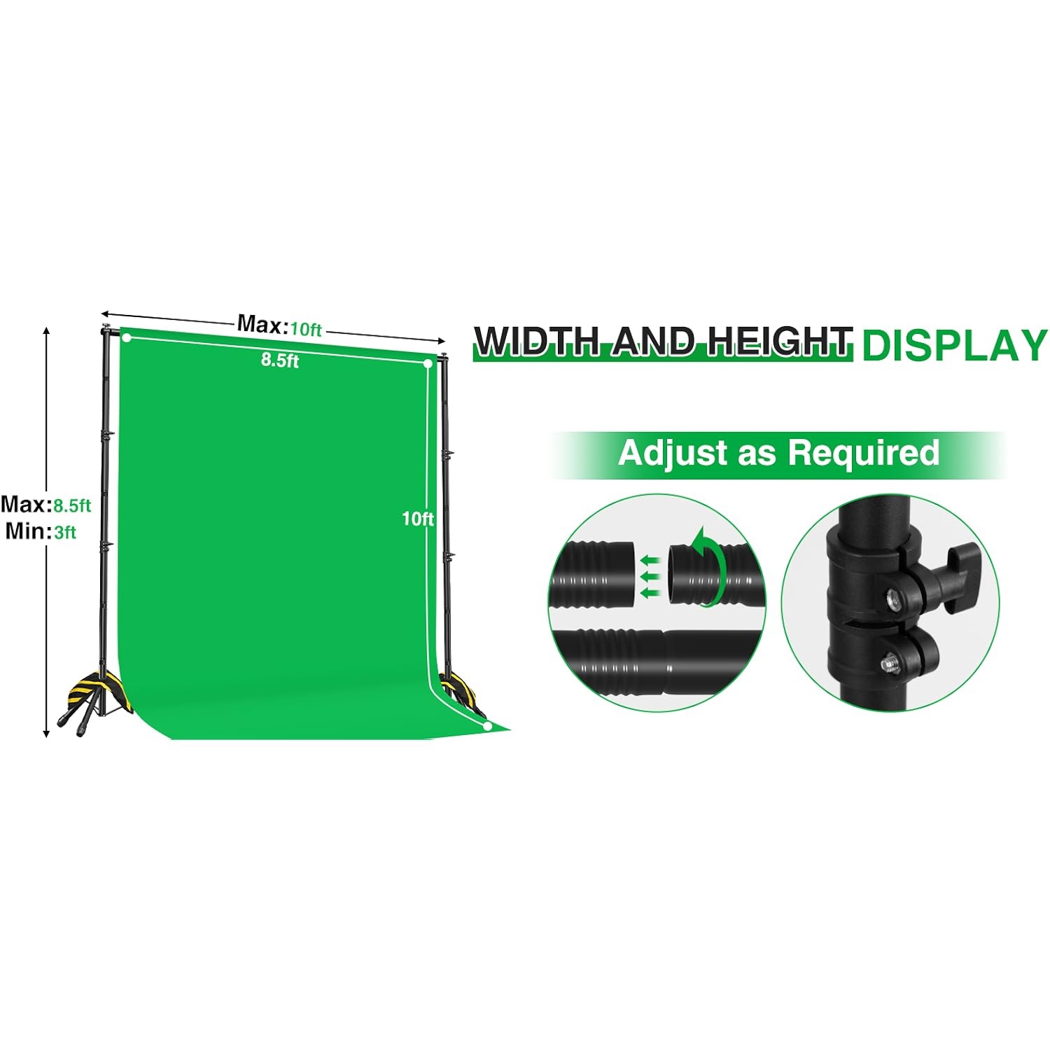 Green Screen Backdrop Stand 10 x 8.5 inch Greenscreen Background for Photography