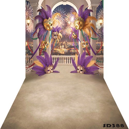 10’x20’CPMardi Grad Mask Party Scene Microfiber Fabric background backdrop SD388