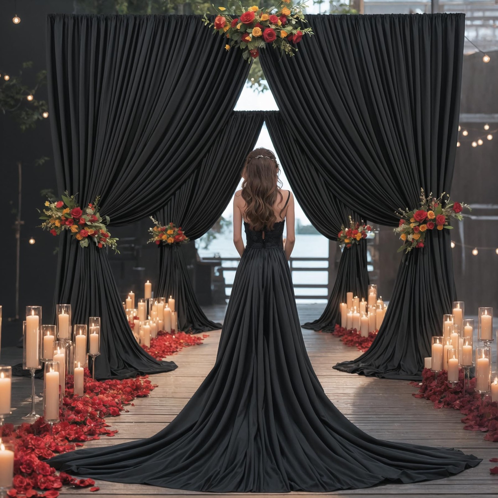 10x12ft Black Backdrop Curtains for Wedding/Photography 5ft x 12ft Drapes