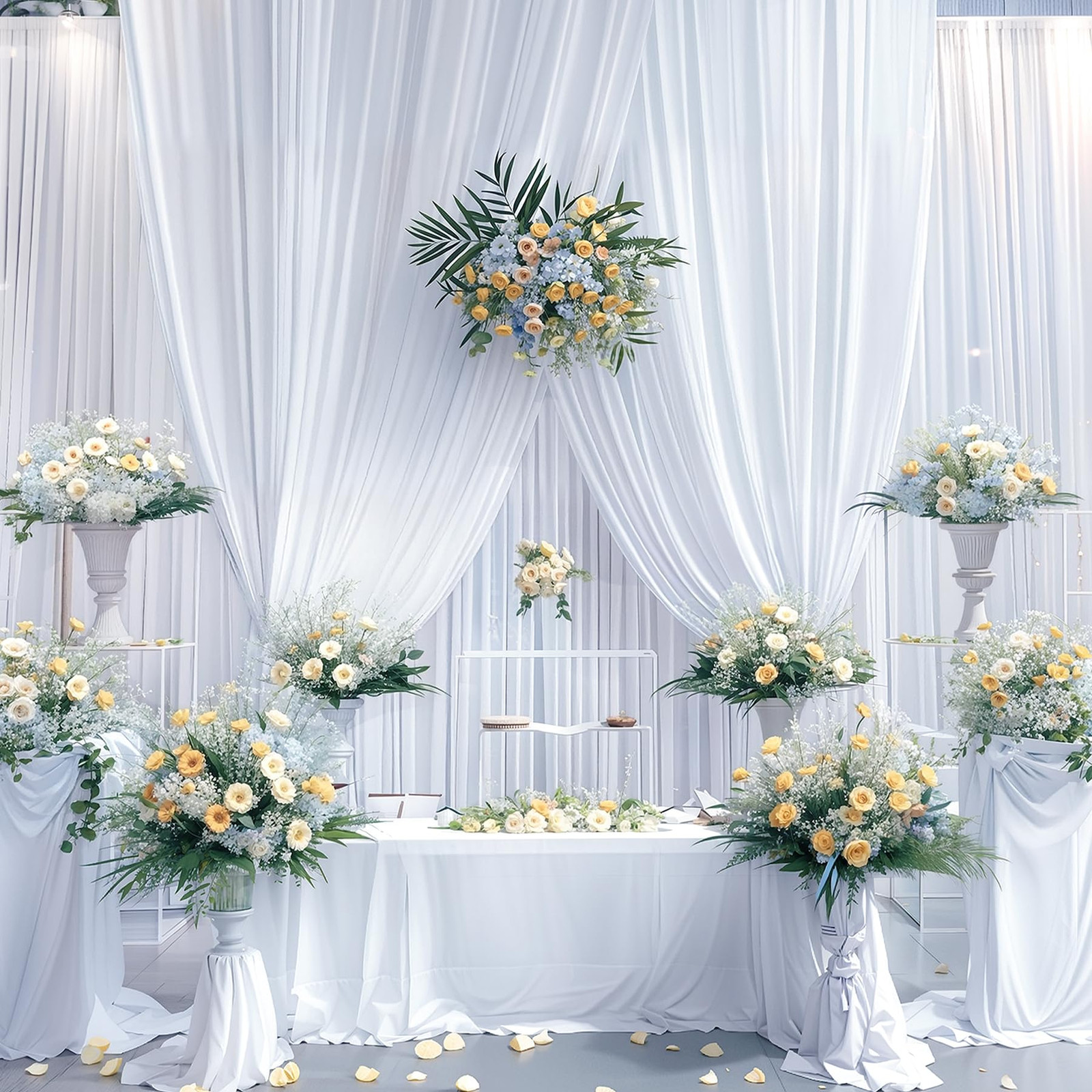 20ft x 10ft Wrinkle Free White Wedding Backdrop Curtains for Party Bridal Sho…