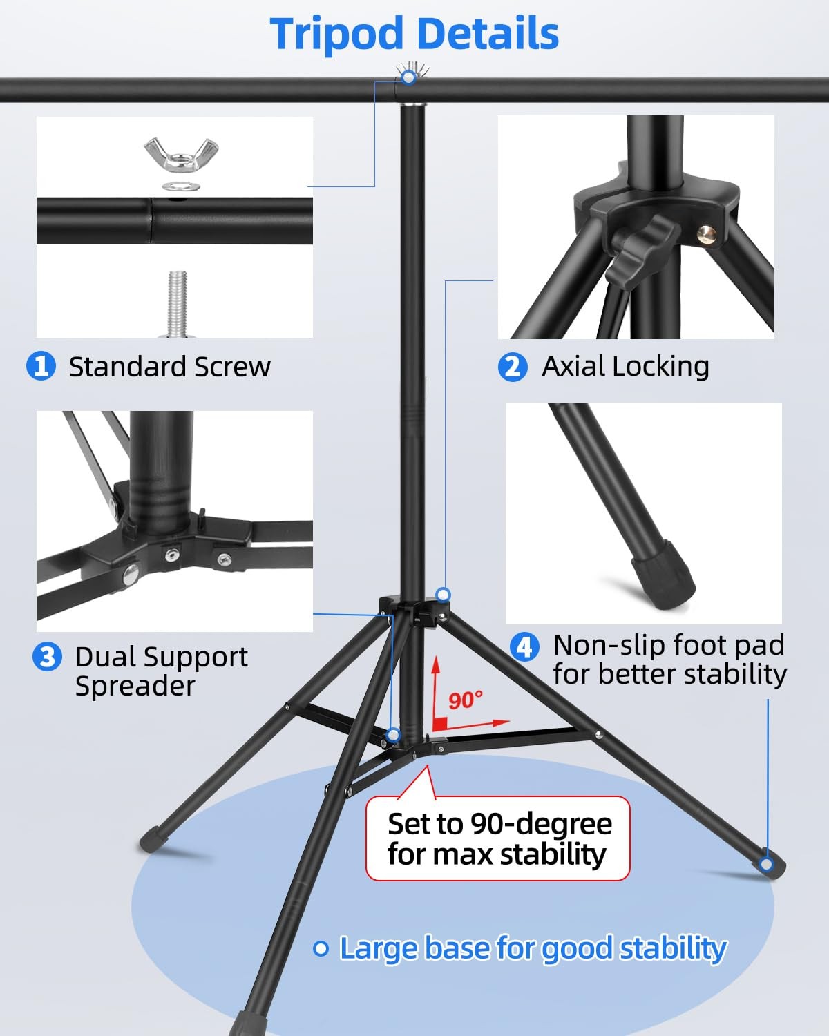 Hemmotop 7x5ft HxW TShape Photo Backdrop Stand, Portable Green Screen Stand O…