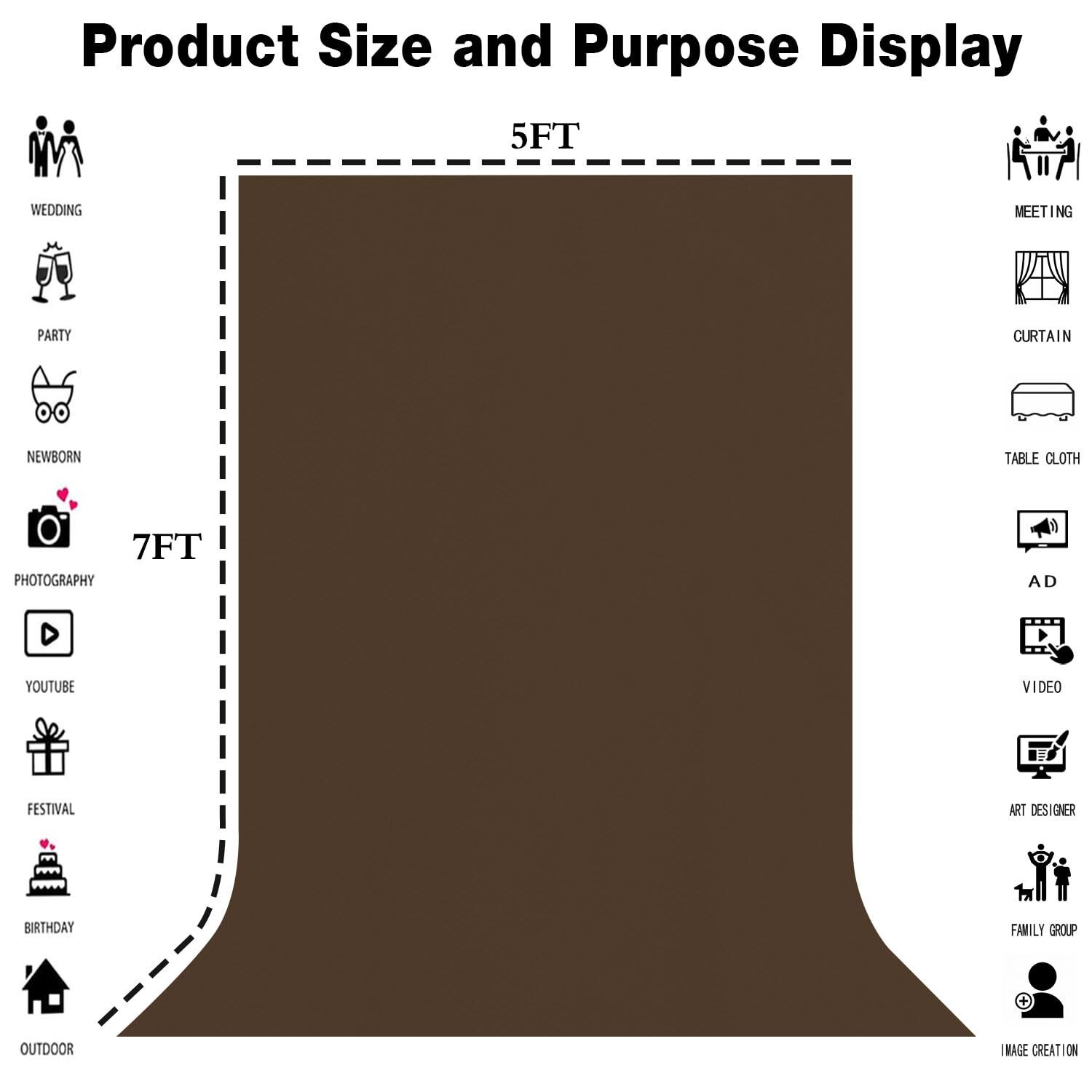 5x7FT Brown Screen Backdrop for Photography High Density Wrinkle Resistant