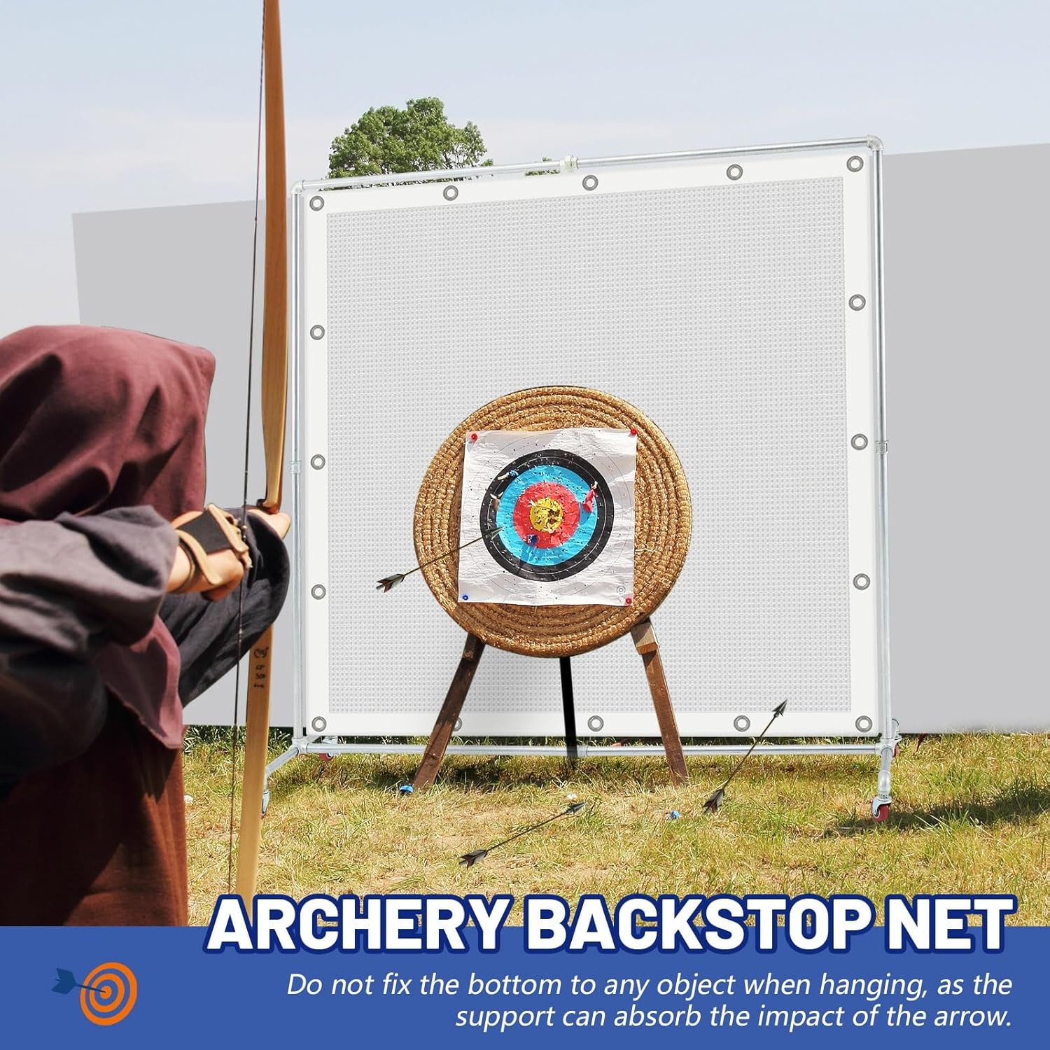 Funnymoom Archery Backstop Stand with 4 Wheels, ONLY Stand for Netting Archery G