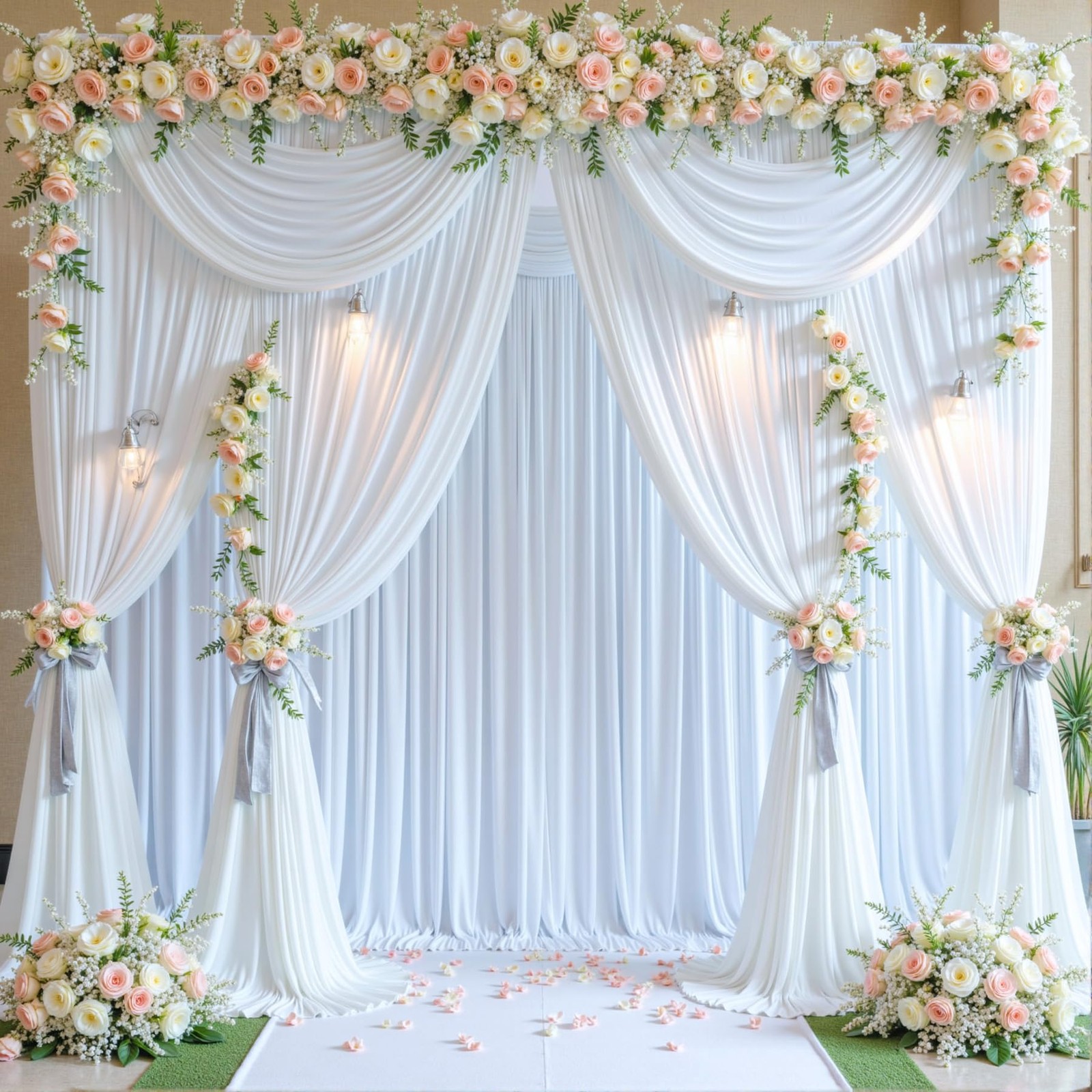 10×15 ft White Wrinkle Free Backdrop Curtains Wedding Party Drapes Cloth