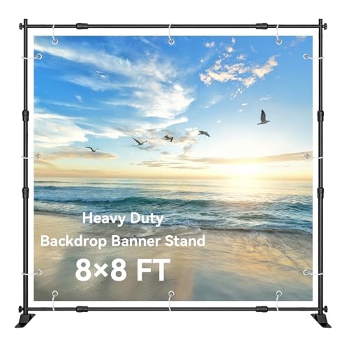8×8‘ Backdrop Stand Banner Stand Kit with Carry Bag Heavy-Duty Photography 8×8’