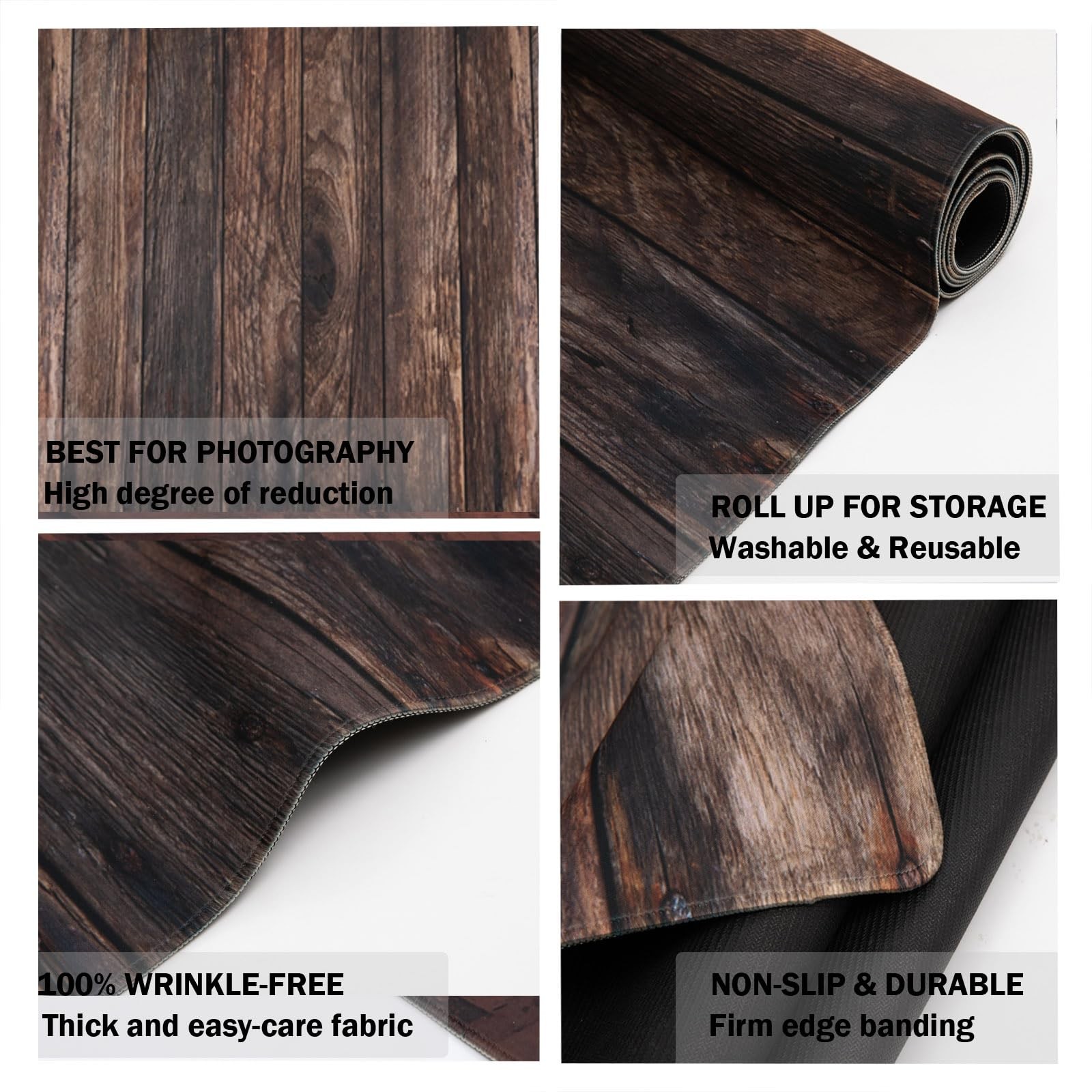 Kate Dark Brown Rubber Flooring Mats Wooden Texture Floor Wall 8x5ft, Color5