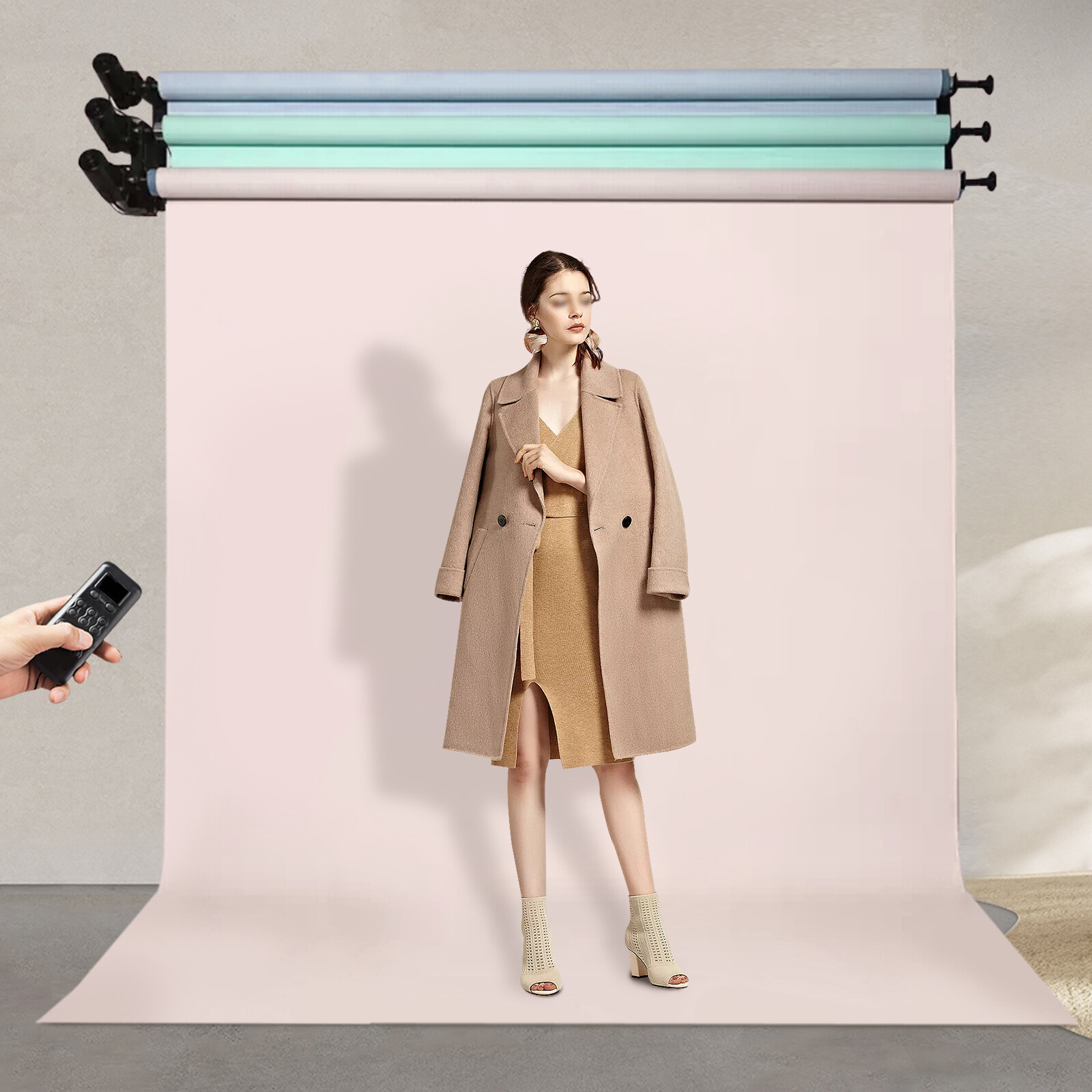 Motorized Electric Background Support System with Remote Control for Photography