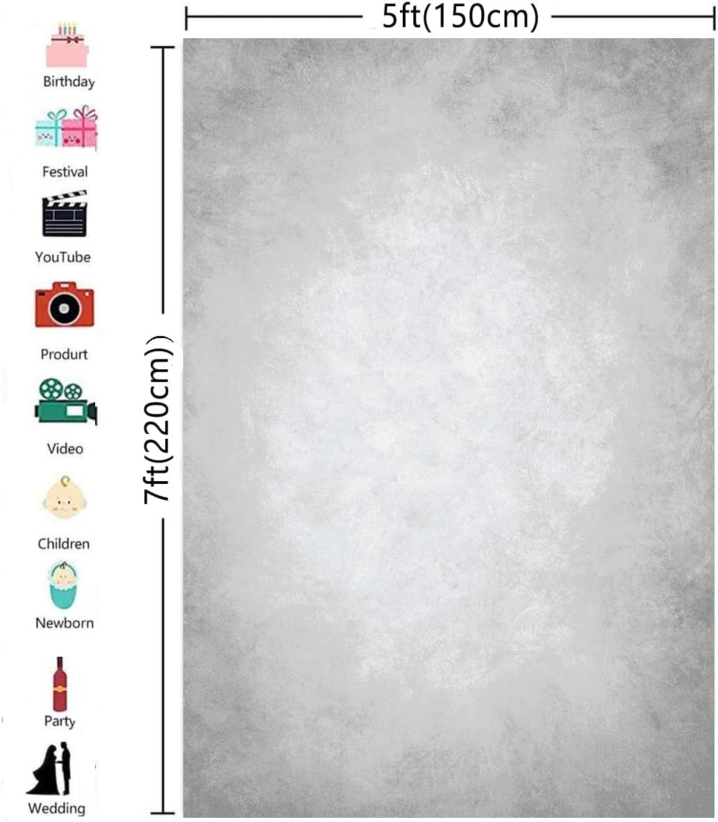 5X7Ft Grey Portrait Photography Backdrops Solid Texture Abstract Photo Backgroun