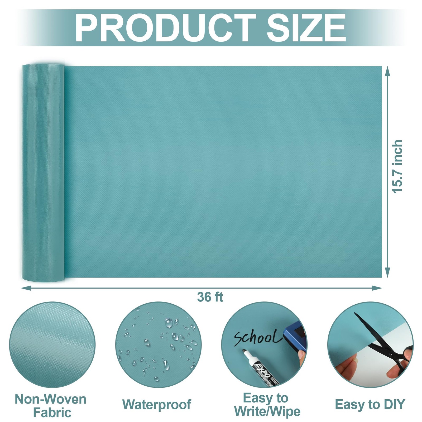 Calming Blue Bulletin Board Roll Non Woven Fabric Background 15.7 Inch x 36 FT