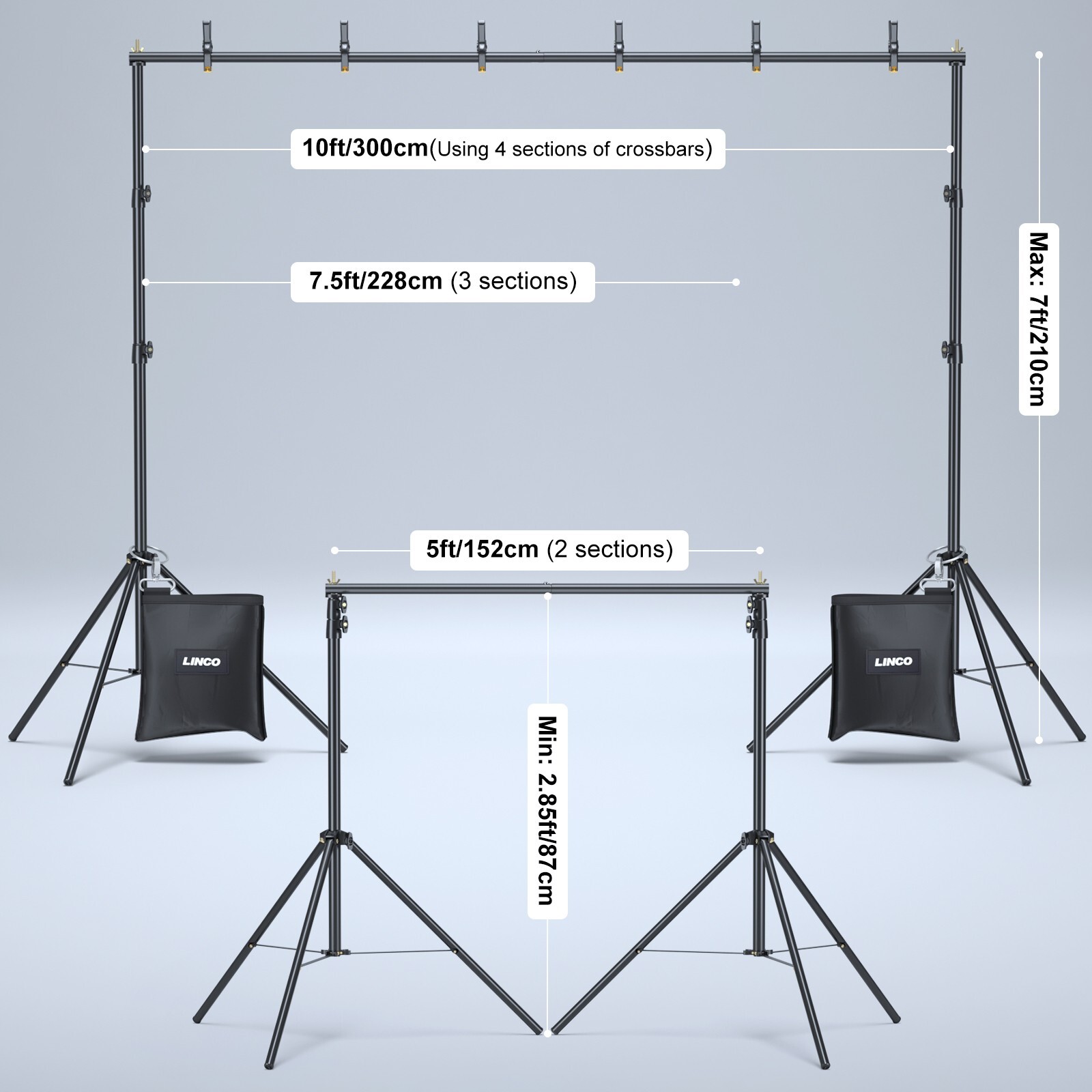 LINCO Backdrop Stand for Parties Kit 10×7 ft Studio Background Support System