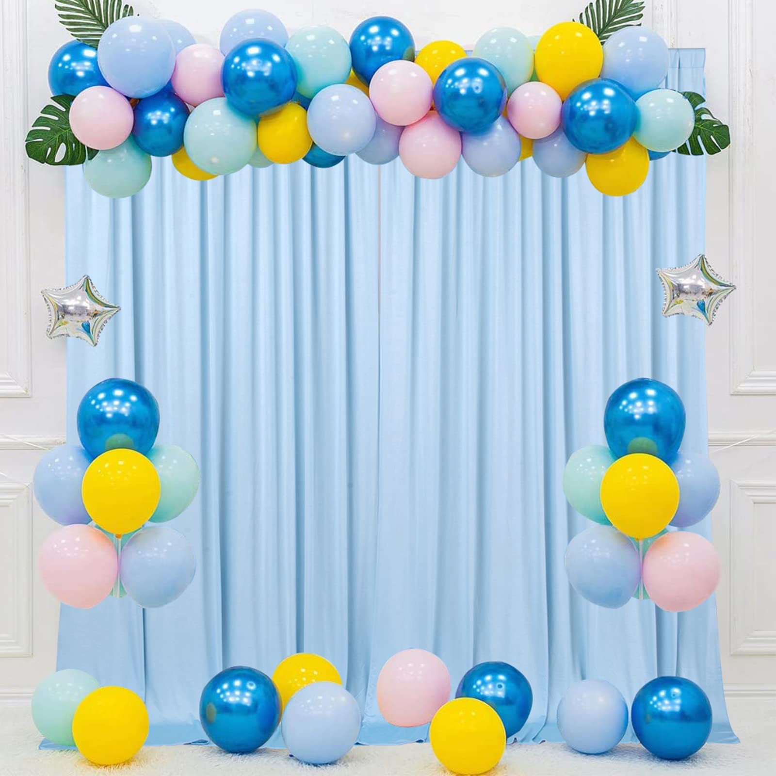 10x9ft Baby Blue Backdrop Curtains Wrinkle Free Thick Fabric, Wedding Party