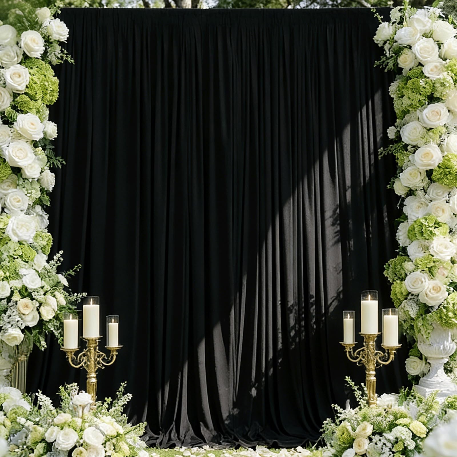 Wrinkle Free Black Backdrop Curtains 5x8Ft 2 Panels Polyester Photography Drapes