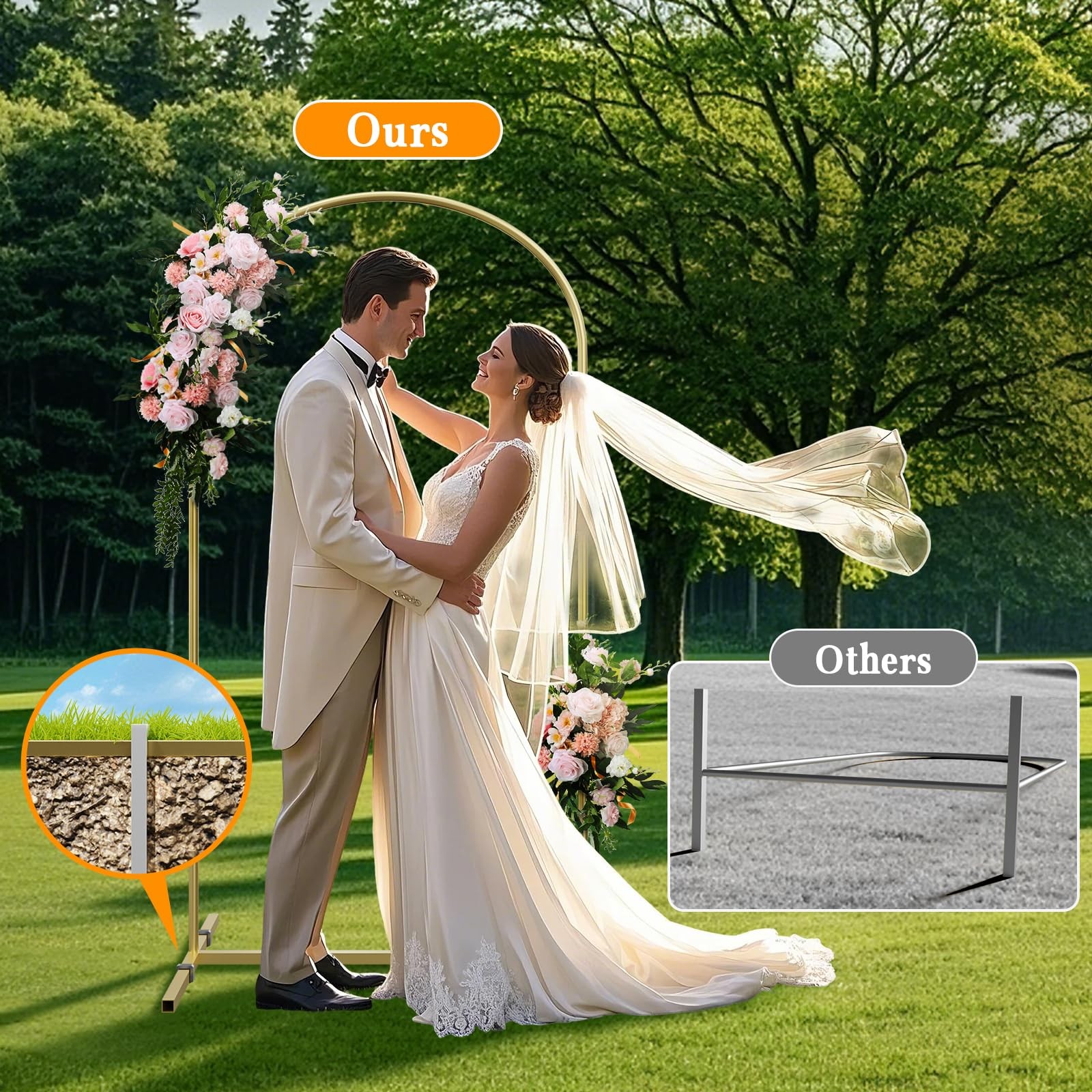 Wedding Arch Backdrop Stand and Arch Cover 6ft, Metal Arch Stand and Cover Se…