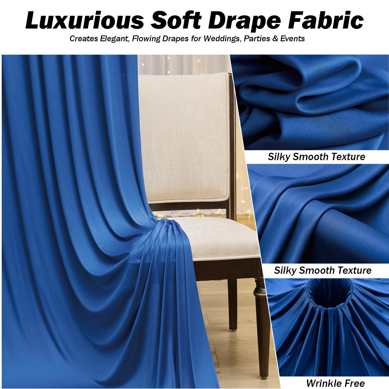 10ft×12ft Royal Blue Backdrop Curtain for Wedding Parties,2 Panels Wrinkle Fr…