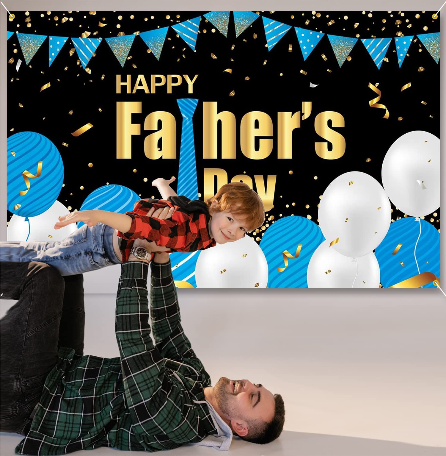 Backdrop Banner for Fathers Day Background Banner with Balloons Fathers Day Pa..