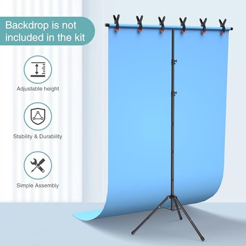 T-Shape Backdrop Stand 8×7.2FT, Height and Width Adjustable Background 8×7.2ft