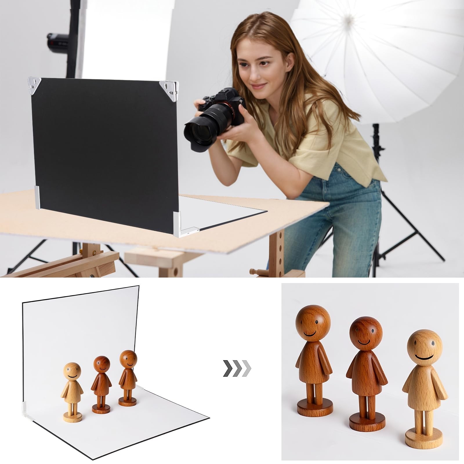 16.5×11.7 Inch Tabletop Photo Backdrop Kit 10 DoubleSided Backgrounds Food