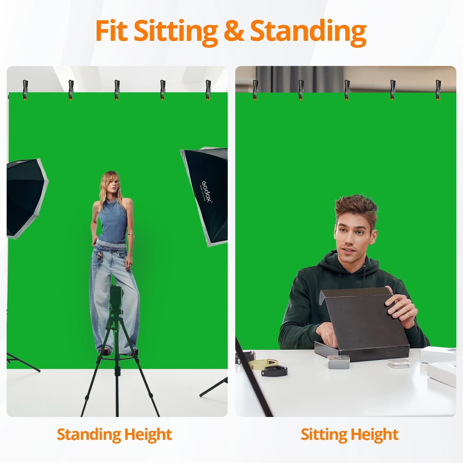 5×7 Ft Portable Green Screen Backdrop Kit TShaped Stand 5 Clamps Bag