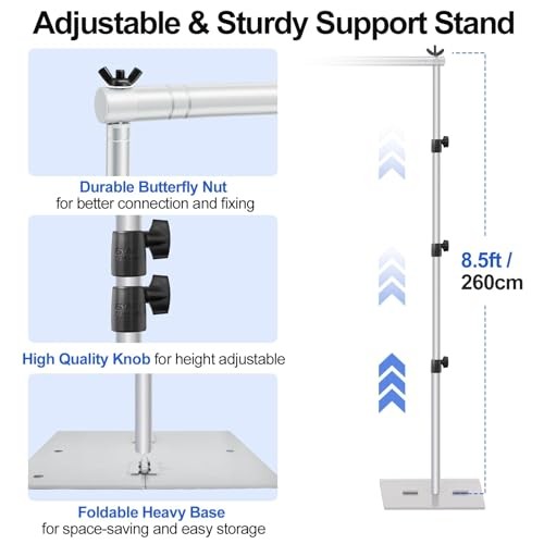 Backdrop Stand Width Adjustable Photography Background Support 8.5x10ft Sliver