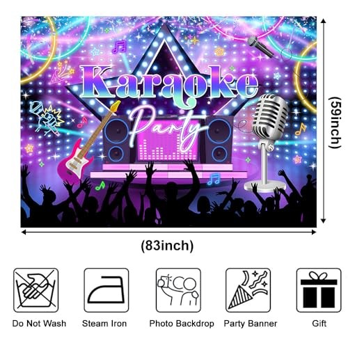 Karaoke Party Backdrop Electric Large Rock Star Music Theme Singing 7x5ft