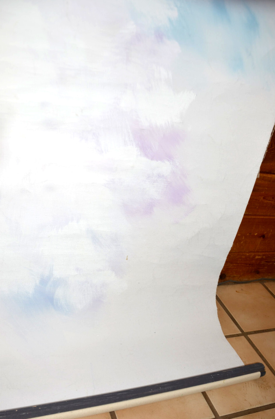 Photography Backdrop Hand Painted Pastel Pink Blue Brushstroke Vtg Large 80×70