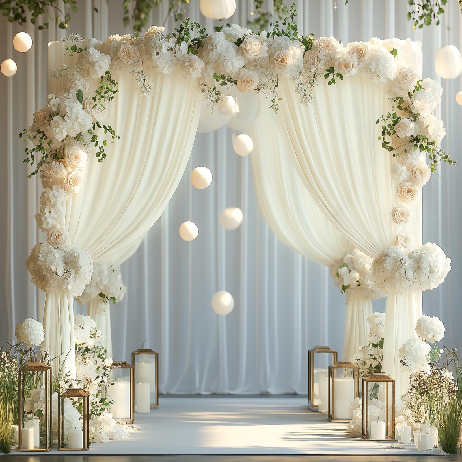 10x10FT Ivory Backdrop Curtains, 2 Panels 5x10ft, Wrinkle Free Polyester, Party
