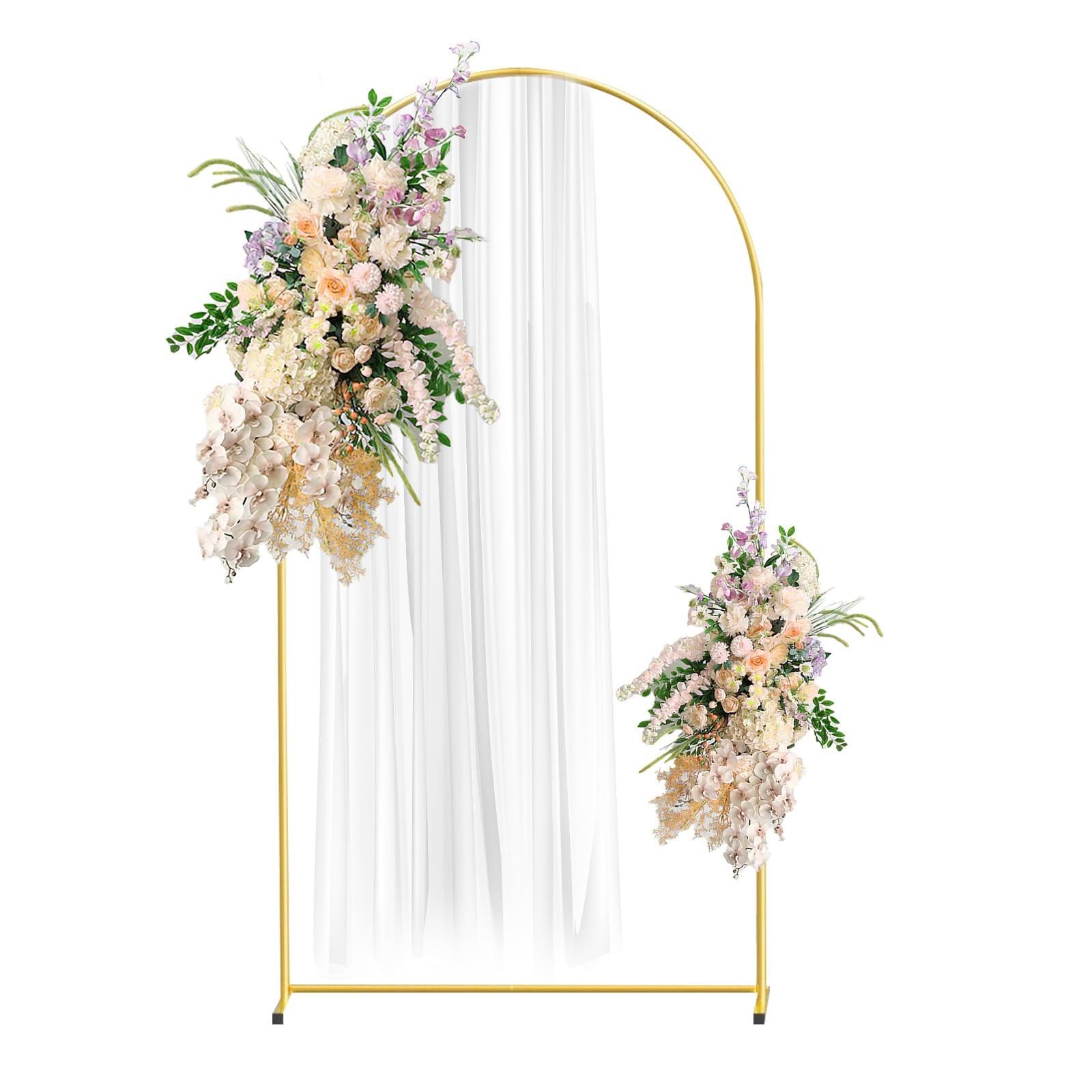 6.6FT Gold Metal Arch Backdrop Stand, Square Balloon Arch Stand Wedding Frame…