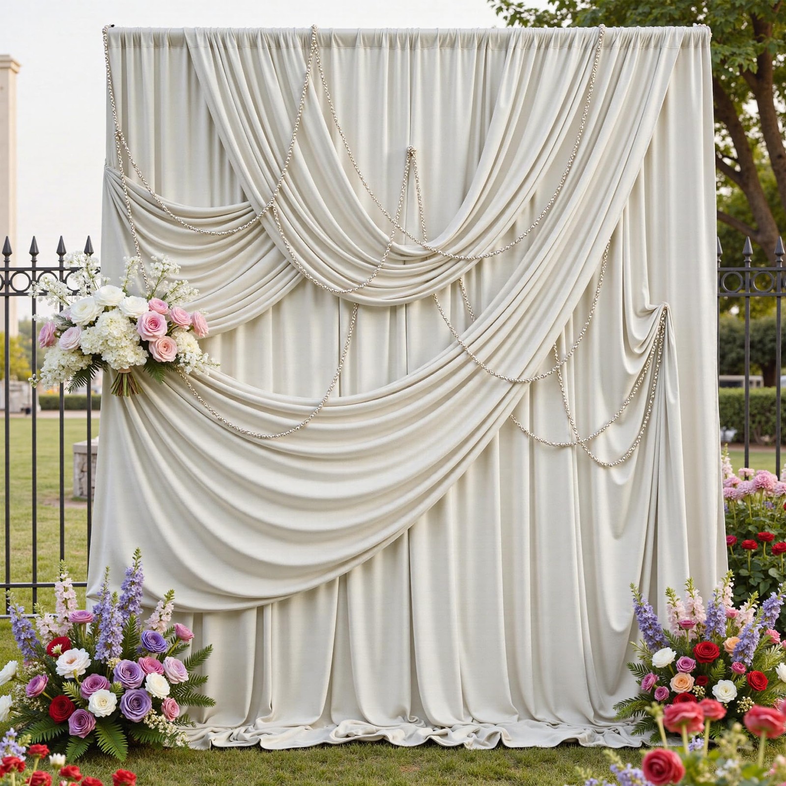 50ftx12ft Wrinkle Free Champagne (W)5ft x (H)12ft (10 Panel),