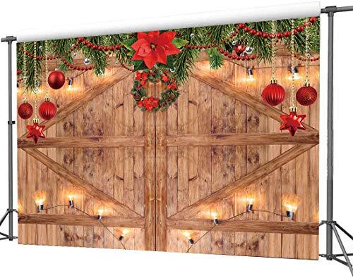 7x5FT Christmas Backdrop New Year Party Background Barn Door Backdrop 7x5ft