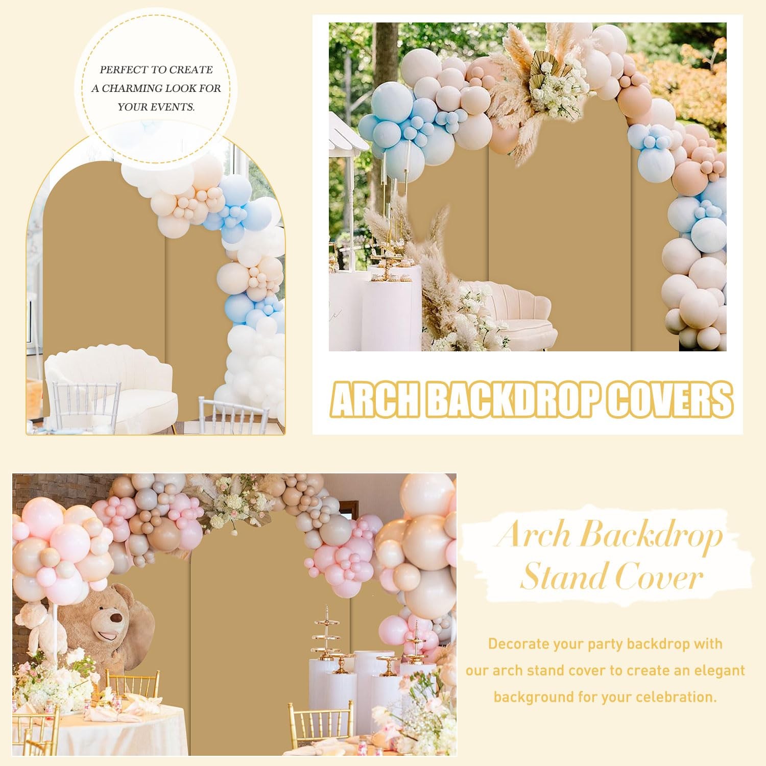 Brown Backdrop Covers Arch Spandex Fitted Arch Cover 7.2FT & 6FT Round Top Ar…